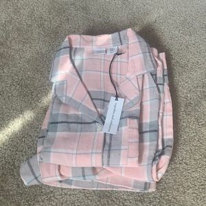 Pink and gray plaid pajama set